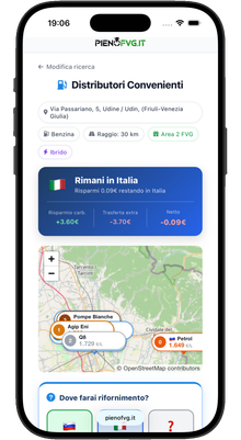 Passo 3: risultati con distributori italiani e sloveni ordinati per convenienza reale